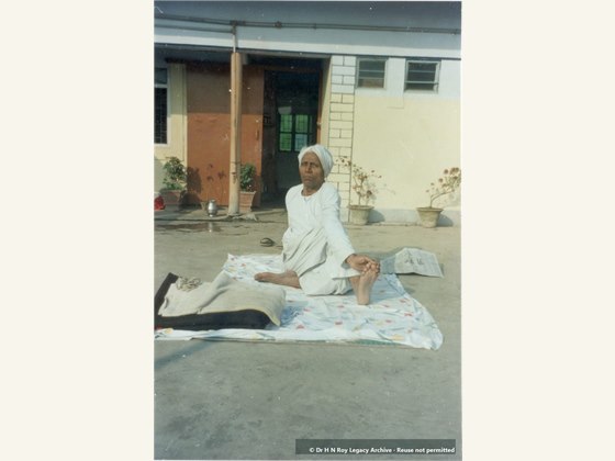 Dr H N Roy at home doing Yoga in the morning