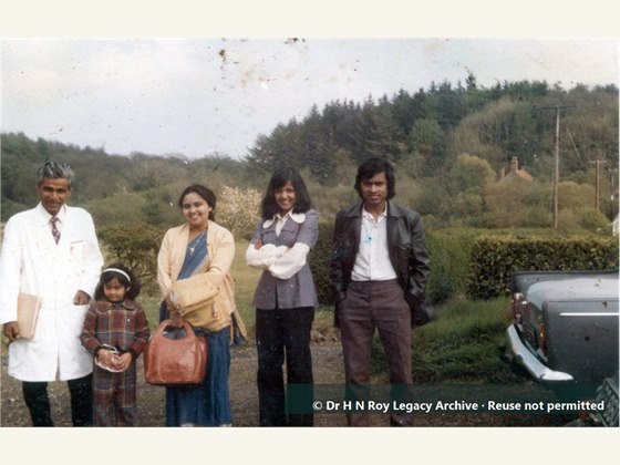 Dr H N Roy with family and friends in England 1 1974