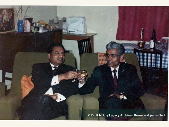 Dr H N Roy with friend Dr Tara Chand Saha in England
