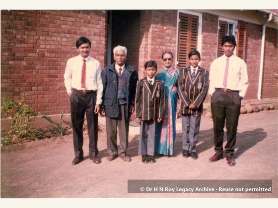 Dr H N Roy with grandsons in South Africa