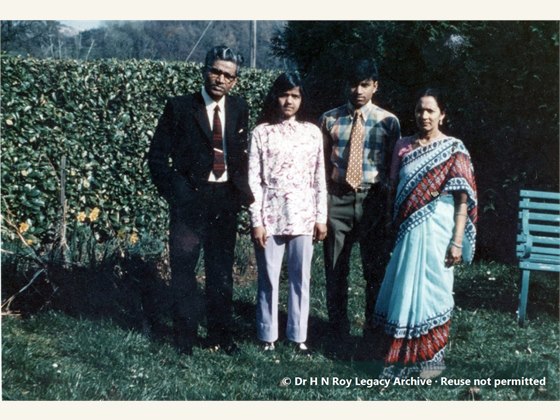 Dr H N Roy with son daughter and wife in England 1