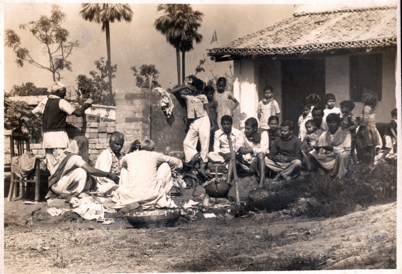 Archival photo of Dr H N Roy associated with the early clinic building work in Hajipur.